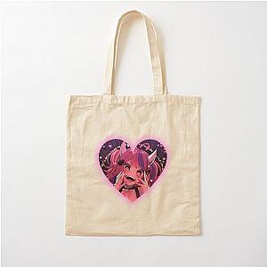 Ironmouse Cute Vtuber Girl with Neon Heart Frame, Devil Horns, Cotton Tote Bag