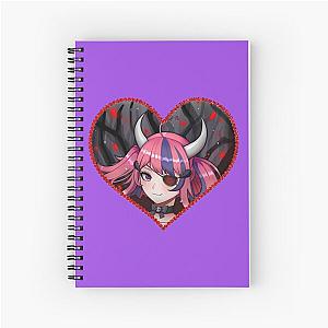 Ironmouse Cute Vtuber Girl with Horns In a Rose Floral Edge Heart Frame Spiral Notebook