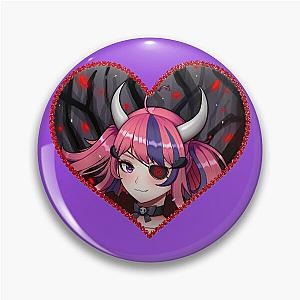Ironmouse Cute Vtuber Girl with Horns In a Rose Floral Edge Heart Frame Pin