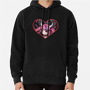 Ironmouse Cute Vtuber Girl in a Rose Floral Hoodie with Horns Heart Edge Frame Pullover