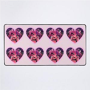 Ironmouse Cute Vtuber Girl Neon Heart Frame Desk Mat with Devil Horns