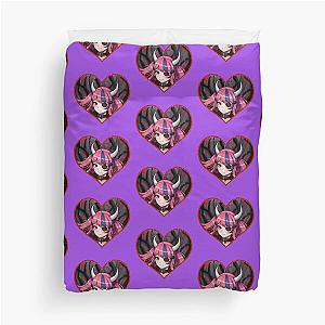 Ironmouse Cute Vtuber Girl with Horns In a Rose Floral Edge Heart Duvet Cover