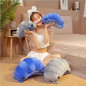 Kawaii Simulation Insect Stuffed Plush Toys Cartoon Isopod Nap Caterpillar Doll Back Cushion