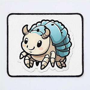 Cute Dairy Cow Isopod - Simple Blue and White Crustacean Design Mouse Pad