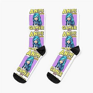 AnimeZing gamer girl Aesthetic anime chibi itsfunneh rainbow art Socks