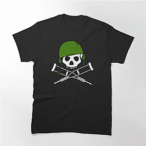 Jackass T-Shirts - Jackass Military Helmet Skull And Crutches Logo Classic T-Shirt