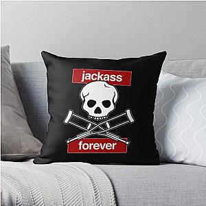 Jackass Pillows - Jackass Forever - Jackass Red Skull And Crutches Warning Logo Throw Pillow RB1309 [ID735]