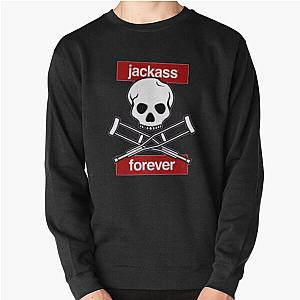 Jackass Sweatshirts - Jackass Forever - Jackass Red Skull And Crutches Warning Logo Pullover Sweatshirt RB1101