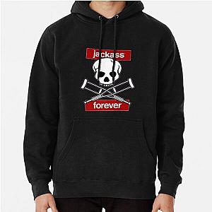 Jackass Hoodies - Jackass Forever - Jackass Red Skull And Crutches Warning Logo Pullover Hoodie RB1101