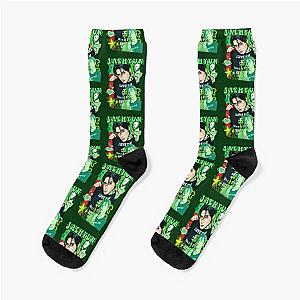 Jaehyun Neon Green Collage: Bold Socks