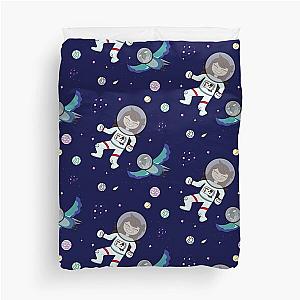 Jaiden animations astronaut surrounded by bird, stars, planets having fun at dark space animation squad Duvet Cover