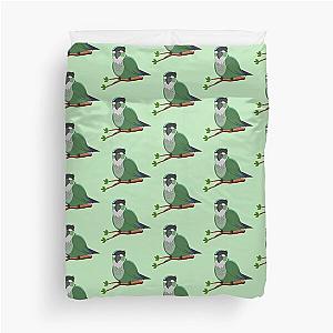Jaiden animations green funny bird on a leaf, parrot watching you Duvet Cover