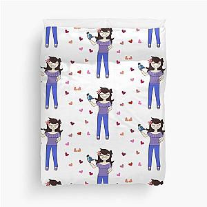 Jaiden Animations and her parrot, cute moment, pink hearts, funny T-Shirt Duvet Cover