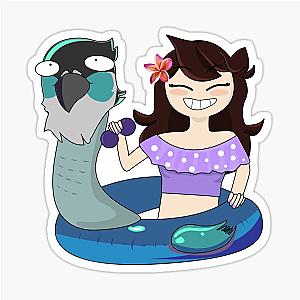 Jaiden animations swimming pool wearing sunglasses saving a bird and have fun summer swimsuit sticker