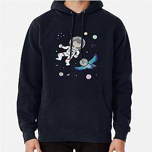 Jaiden Animations Astronaut Surrounded by Birds, Stars and Planets, Having Fun in Dark Space Animation Squad Pullover Hoodie