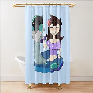 Jaiden Animations Cute Bird Swimming in Pool Wearing Sunglasses, Bird Saving a Buoy and Having Fun on Summer Swimwear Shower Curtain