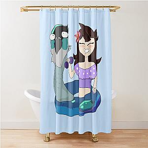 Jaiden animations swimming pool wearing sunglasses bird saving buoy and having fun summer swimsuit Shower Curtain