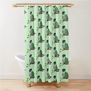 Jaiden Animations Green Bird on a Leaf Parrot Watching Funny Shower Curtain