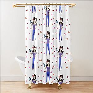 Jaiden animations and her bird, cute moment with pink hearts, parrot watching you funny T-shirt Shower Curtain