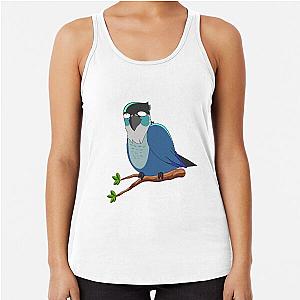 Jaiden Animations Bird on a Leaf Parrot Watching Iridescent Racerback Tank Top