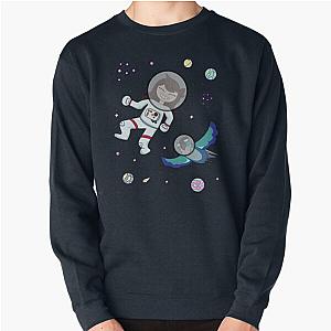 Jaiden animations astronaut surrounded by birds, stars and planets, having fun at dark space