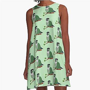 Jaiden animations green eyes bird on a leaf parrot watching A-Line Dress