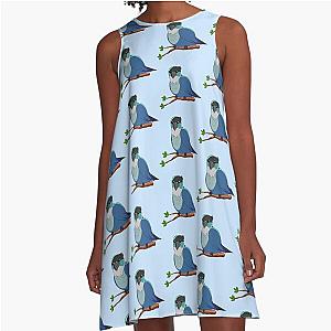 Jaiden animations Cute Bird on a Leaf, Parrot Watching You Funny A-Line Dress