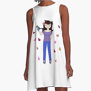 Jaiden animations and her cute bird parrot, pink hearts, watching you funny A-Line dress