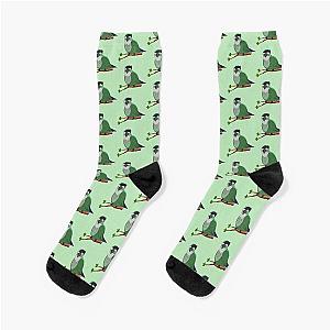 Jaiden Animations Green Funny Bird on a Leaf, Parrot Watching You Funny Socks