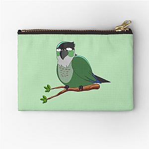 Jaiden animations green funny eyes bird on a leaf, parrot watching you Zipper Pouch