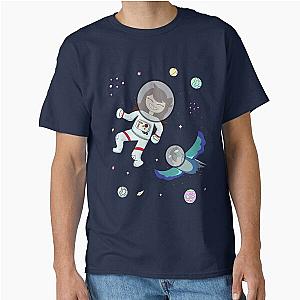 Jaiden Animations Astronaut Surrounded by Birds, Stars and Planets Having Fun at Dark Space Animation Squad Classic T-Shirt