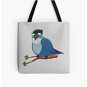 Jaiden animations cute bird on a leaf parrot watching you funny All Over Print Tote Bag