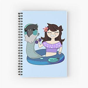 Jaiden's cute bird swimming in pool with sunglasses. Bird saves buoy and you have fun, summer swim in Spiral Notebook