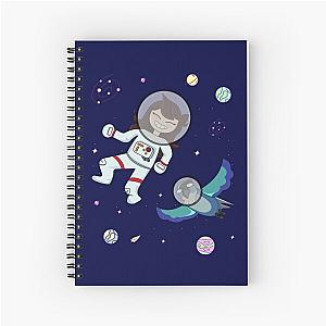 Jaiden Animations astronaut surrounded by birds, stars & planets, having fun at dark space animation squad Spiral Notebook