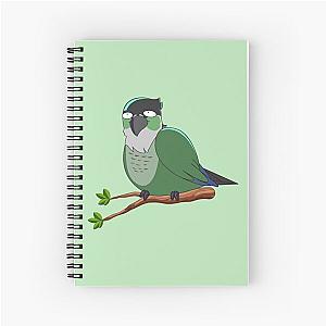Jaiden animations green cute eyes bird on a leaf parrot watching Spiral Notebook