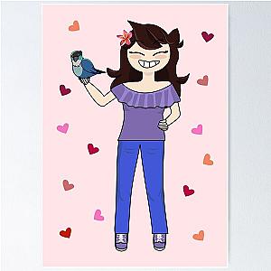 Jaiden Animations and her parrot, cute moment, pink hearts, watching you funny Poster