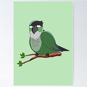 Jaiden animations green funny eyes bird on a leaf parrot watching you Poster