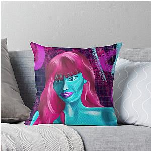 Alien woman red hair grunge abstract hand drawn Jameela Jamil illustration throw pillow