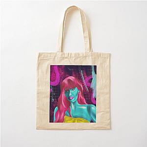 Alien woman with red hair grunge abstract hand drawn illustration Cotton Tote Bag by Jameela Jamil