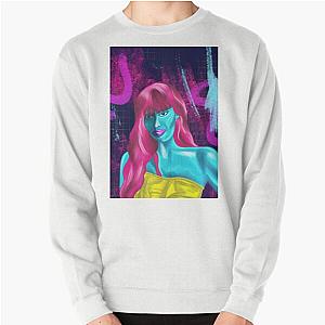Alien woman with red hair Grunge abstract hand drawn Jameela Jamil illustration Pullover sweatshirt