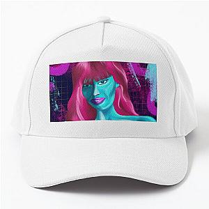 Alien Woman with Red Hair, Grunge Abstract Hand Drawn Jameela Jamil Illustration Baseball Cap