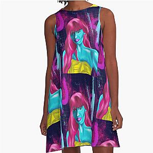 Alien woman red hair grunge abstract hand drawn Jameela Jamil illustration A-Line Dress