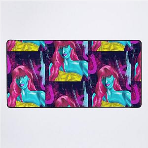 Alien woman red hair grunge abstract hand drawn illustration Desk Mat
