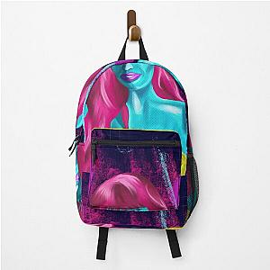 Alien woman with red hair grunge abstract hand drawn Jameela Jamil illustration backpack