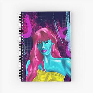Alien woman with red hair, grunge abstract hand drawn illustration by Jameela Jamil on spiral notebook
