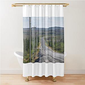 The James Bay road in summer shower curtain