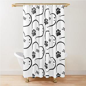 JAX pet dog or cat name in a heart with a paw, great gift for dog or cat owners Shower Curtain