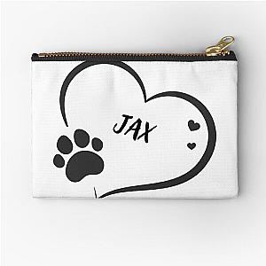 JAX pet dog or cat name in a heart with a paw, great gift for dog or cat owners Zipper Pouch