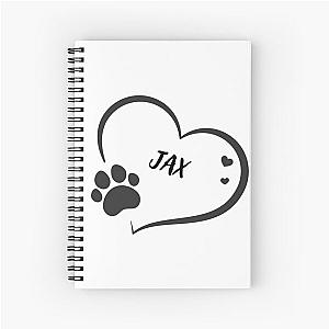 JAX pet dog or cat name in a heart with a paw, great gift for dog or cat owners Spiral Notebook