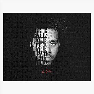  Black and white J Cole quote. Jigsaw Puzzle